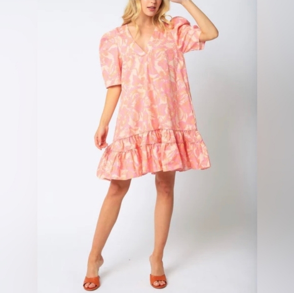 Olivaceous  Floral Print Dress with Tassel Tie Size Large - Picture 2 of 16